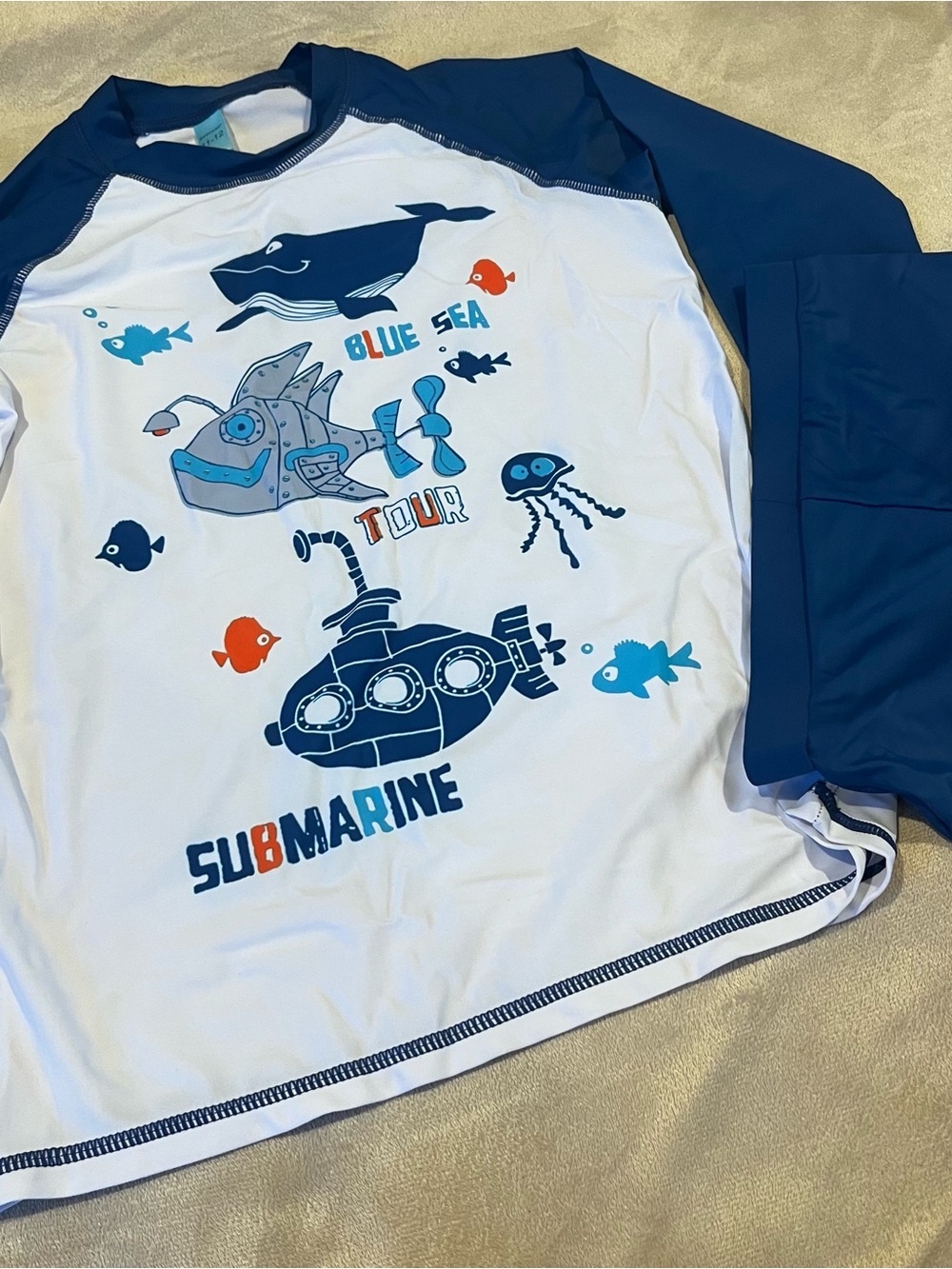 Boys Long Sleeve Rash Guard Swimsuits Kids Two Piece, 11-12